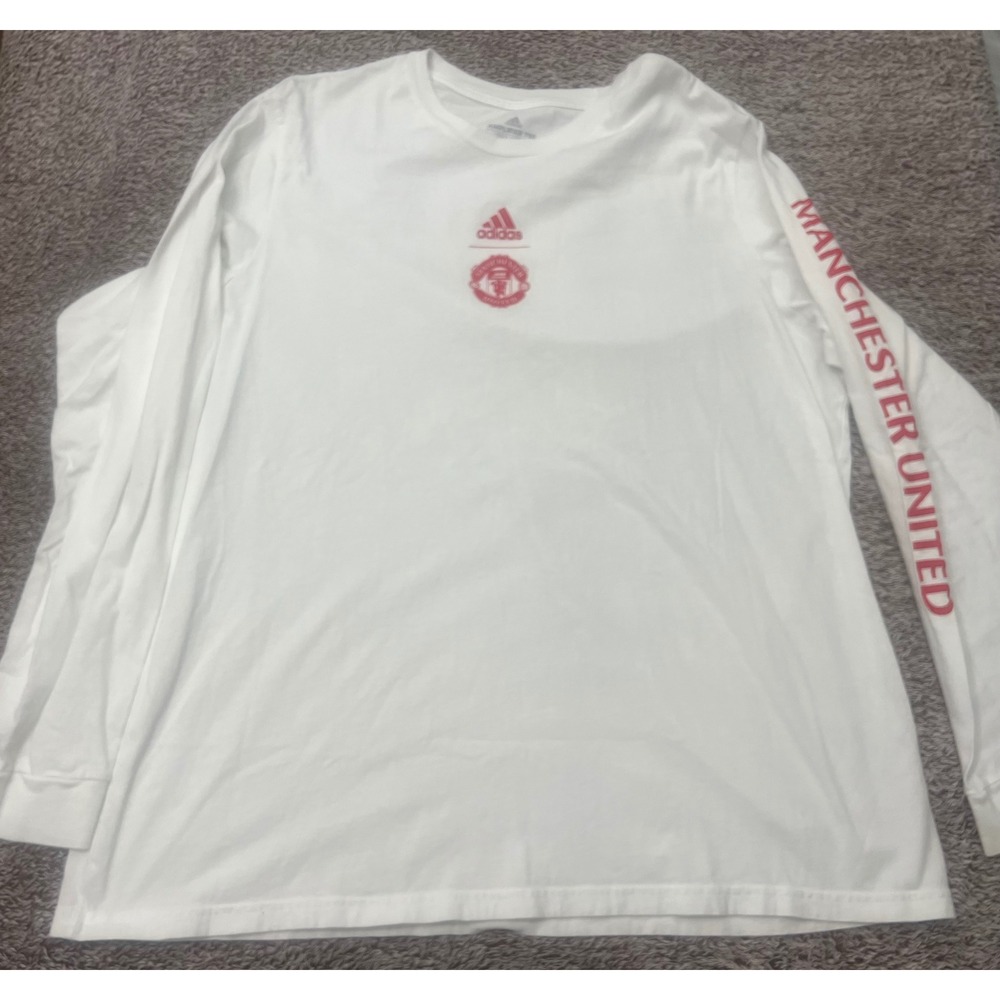 Adidas Manchester United Mens 2XL Amplifier Long Sleeve White Red Soccer Tee